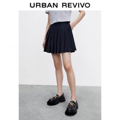 UR2022 mùa xuân mới của phụ nữ thời trang đại học kiểu váy xếp ly mini váy WU10R5AN2001
