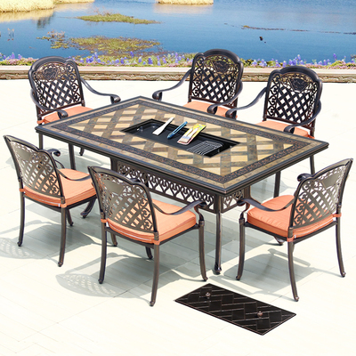 Bàn ghế nhôm đúc ngoài trời kết hợp sân vườn giải trí vườn nướng bàn dài nhà ngoài trời ghế xoay ngoài trời nội thất biệt thự