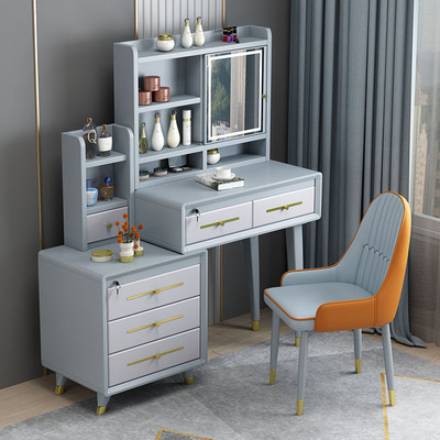 Bàn trang điểm bằng gỗ chắc chắn sáng sang trọng phòng ngủ cao cấp hiện đại tối giản bàn trang điểm tủ lưu trữ một gương ẩn bàn trang điểm