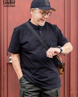Bố quần áo mùa hè cotton ngắn tay áo phông quần áo nam giới trung niên và cao tuổi Bố quần áo mùa hè ông nội trung niên áo thun