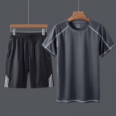 Thoải mái băng lụa của nam giới áo thun ngắn tay thể thao của nam giới phù hợp với mùa hè của bố quần áo mùa hè của bố trung niên và người già mùa hè trung niên