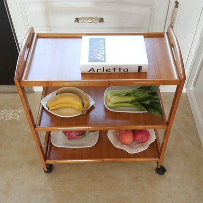 Cửa hàng lẩu cung cấp đồ dùng kệ bát đĩa nhà bếp gia dụng gỗ rắn nhiều tầng khách sạn di động xe đẩy ăn uống