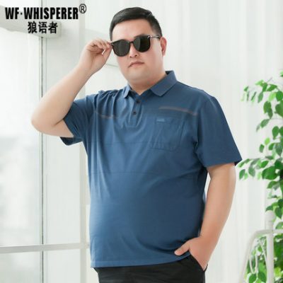 Người đàn ông già béo mùa hè áo phông ngắn tay có túi cộng với phân bón cộng với kích thước của người đàn ông béo ve áo người đàn ông kinh doanh túi lỏng lẻo trung niên t