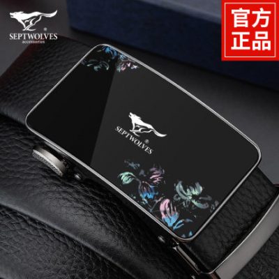 Thắt lưng Septwolves thắt lưng nam da in khóa tự động thắt lưng da bò nguyên chất thắt lưng nam cao cấp 2021 mới hợp thời trang