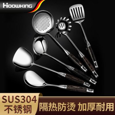 Thìa nấu ăn bằng thép không gỉ 304 xẻng xào muỗng canh đồ dùng nhà bếp gia dụng bộ đồ dùng nhà bếp mì câu cá thìa cộng với cán dài xẻng nấu ăn
