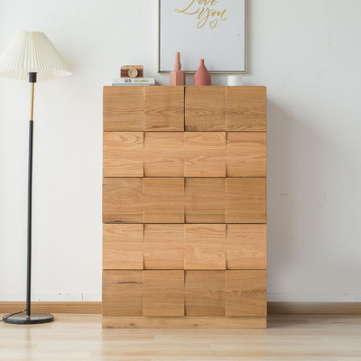 Tủ ngăn kéo phong cách Nhật Bản lưu trữ bằng gỗ cứng lưu trữ gỗ sồi trắng đơn giản phòng ngủ lắp ráp kiểu Bắc Âu đầu giường nội thất tủ theo mùa