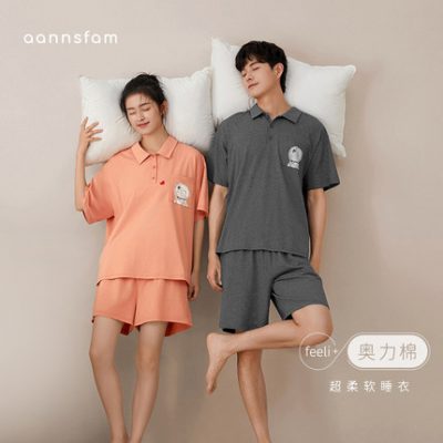 Anzhiban [Doraemon] cotton couple pyjama nữ bộ đồ nam ngắn tay mùa hè có thể mặc ở nhà