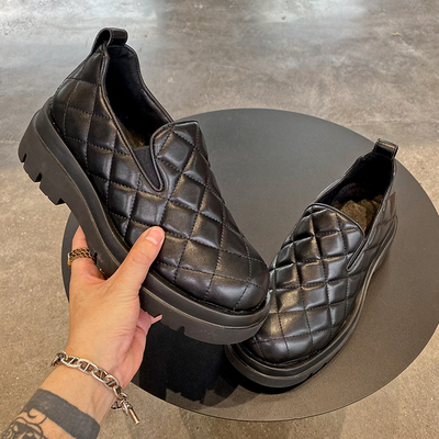 POP Nam Net Màu đỏ Mới Kim cương Dứa Bánh mì Giày thời trang Giày tăng chiều cao đế dày thời trang Giày lười thông thường đa năng