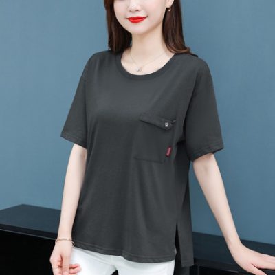 Mùa hè 2022 phụ nữ áo thun ngắn tay áo thun cotton cỡ lớn nửa tay áo sơ mi thời trang giảm tuổi tác