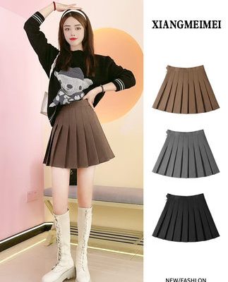 Váy xếp ly của phụ nữ mùa xuân và mùa thu váy ngắn màu đen kích thước lớn cao eo váy mỏng một dòng váy nhỏ chất béo mm mùa hè