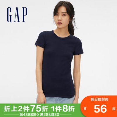 Gap của phụ nữ modal cotton ngắn tay áo phông 241902 mùa hè mới của phụ nữ màu rắn thời trang mỏng hàng đầu xu hướng