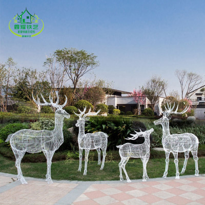 Mới sắt rèn kim loại sika hươu đồ trang trí vườn ngoài trời mô phỏng động vật hươu điêu khắc trung tâm mua sắm khu vườn trang trí sân vườn