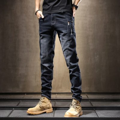 Mùa xuân và mùa hè mới quần jean nam xu hướng thẳng Phiên bản Hàn Quốc co giãn mỏng chân nhỏ màu đen quần âu nam quần dài