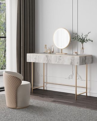 Bàn trang điểm sang trọng nhẹ phòng ngủ hiện đại tối giản lưới tủ lưu trữ gió màu đỏ tích hợp cửa sổ lồi nhỏ Bàn trang điểm bằng đá phiến