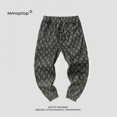 MMOPTOP mùa hè mỏng phần kẻ sọc kẻ sọc quần yếm của nam giới quần yếm dây rút lỏng lẻo quần âu nam quần hợp thời trang