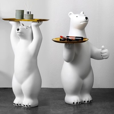 Gấu bắc cực sáng tạo quy mô lớn chào đón hạ cánh đồ trang trí lớn hiên phòng khách tủ TV khay lưu trữ đồ trang trí nhà