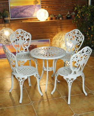 McCoy Ban công Trắng Sân vườn Châu Âu Bàn ghế bằng sắt đúc Kết hợp Đồ nội thất đơn giản Sân vườn Giải trí ngoài trời hiện đại