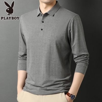 Playboy dài tay áo phông nam băng lụa mỏng cổ áo sơ mi nam POLO lỏng lẻo người cha trung niên mùa xuân đầu