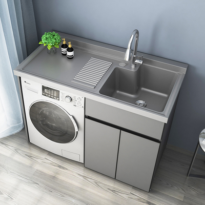 Máy giặt tích hợp tủ ban công máy giặt tủ kết hợp không gian chậu nhôm đồng hành chậu rửa chậu rửa khe hồ bơi