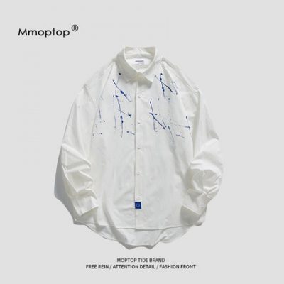 Mmoptop dài tay áo sơ mi nam xu hướng mùa hè lỏng lẻo của thương hiệu thủy triều Nhật Bản áo sơ mi cặp đôi áo khoác nam giản dị