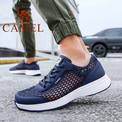 Camel của nam giới thể thao giản dị giày lưới lưới mùa hè mềm mại đáy thoáng khí giày chạy bộ nam đi du lịch giày chạy bộ màu xanh