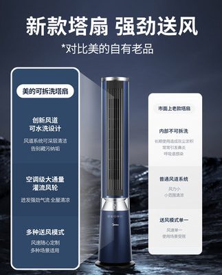 Quạt tháp Midea Quạt tháp Quạt điều khiển từ xa gia đình Quạt sàn điều khiển từ xa làm mát sâu Quạt không cánh ZDF10PXJ