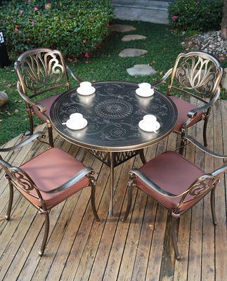 Bộ bàn ghế ngoài trời nhôm đúc kết hợp bộ tam sự ban công ngoài trời sân vườn thư giãn sân vườn bàn ghế ngoài trời sắt rèn sân thượng