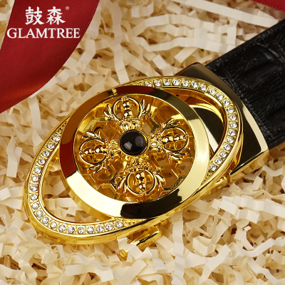 Thắt lưng ngọc bích nam da bò cao cấp nhẹ sang trọng thắt lưng tự động khóa tự động họa tiết da bò trung niên và trẻ trung