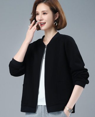 Áo khoác len giản dị Envelin 2022 áo khoác mùa xuân mới của phụ nữ trung niên Phiên bản Hàn Quốc Đồng phục bóng chày thời trang rộng rãi