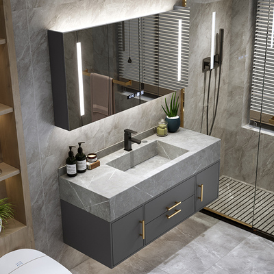 Slate một chậu tủ phòng tắm kết hợp chậu rửa tay hiện đại tối giản chậu rửa phòng tắm bộ tủ gương