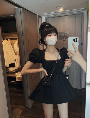 IN MIMIFACE Puff Sleeve Dress của Phụ nữ Mùa hè Thuần túy Mong muốn, Vòng eo, Váy ôm sexy của Hot Girl