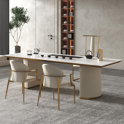 Biệt thự cao cấp nhẹ nhàng sang trọng bàn trà phiến đá phiến đơn giản hiện đại bộ trà kung fu kết hợp bàn trà văn phòng bộ bàn trà