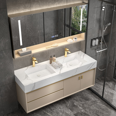 Đá phiến sang trọng nhẹ một chậu phòng tắm phòng tắm bằng gỗ sồi tủ treo tường chậu rửa thông minh chậu rửa chậu rửa đơn giản