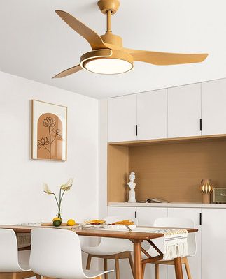 Quạt đèn phòng ăn phòng khách tích hợp quạt đèn công nghiệp gió lớn Quạt trần Bắc Âu đèn chùm quạt nhẹ