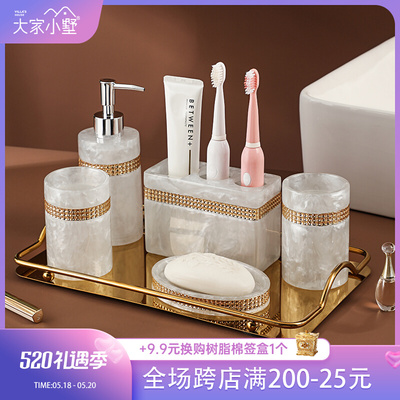 Ánh sáng sang trọng nhựa phòng tắm bàn chải đánh răng cốc khách sạn năm mảnh sao mô hình phòng tắm phòng tắm đồ vệ sinh cá nhân nước súc miệng bộ cốc