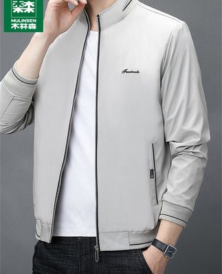 Áo khoác nam cổ đứng Mulinsen mùa xuân và mùa thu cộng với phân bón cộng với kích thước của nam giới áo khoác bố trung niên hàng đầu giản dị hàng đầu