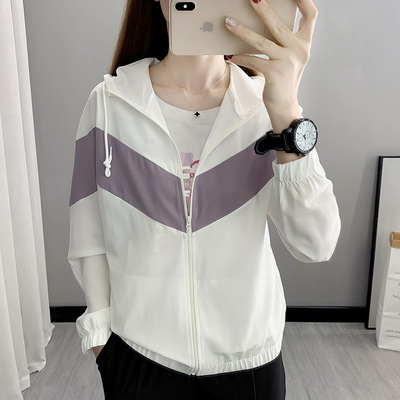 Áo khoác thể thao nữ 2022 Mùa xuân / Mùa hè mỏng chạy có mũ trùm đầu dài tay Áo khoác cardigan ngoài trời Đi bộ đường dài Leo núi