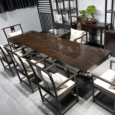 Bàn trà gỗ mun nguyên khối Bàn trà Okan mới Bàn làm việc của ông chủ Trung Quốc Bahua log Bàn hội nghị giải phóng mặt bằng