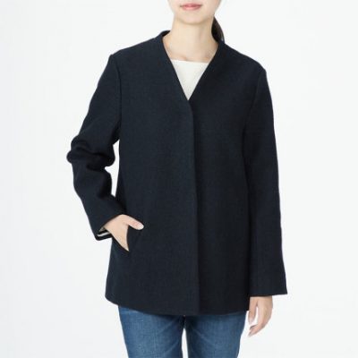 Áo khoác đan len pha trộn len kiểu Pháp của MUJI nữ