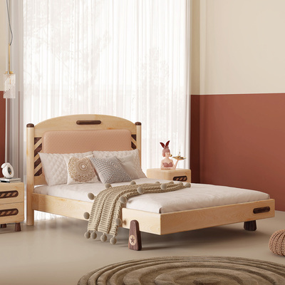 Bắc Âu đơn giản tất cả gỗ rắn giường trẻ em cô gái giường công chúa giường đơn 1,2 mét giường mềm phòng ngủ bộ nội thất
