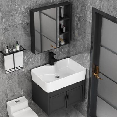 Chung cư nhỏ tủ phòng tắm chậu rửa màu đen kết hợp gương tủ chậu rửa chậu rửa nhà vệ sinh nhà vệ sinh mini