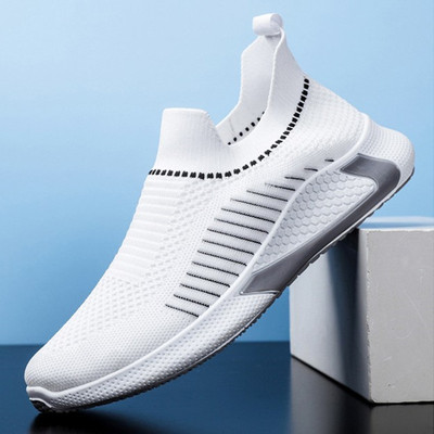 Giày nam lười biếng Bộ nhẹ Bàn chân của nam giới Giày đi bộ bình thường của nam giới Giày thể thao nam hợp thời trang Đa năng Mùa hè Trắng