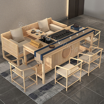 Bàn trà phong cách Trung Quốc mới và ghế kết hợp đồ nội thất bằng gỗ nguyên khối Bàn cà phê đơn giản Bàn trà Kung Fu bàn trà văn phòng tùy biến toàn bộ ngôi nhà