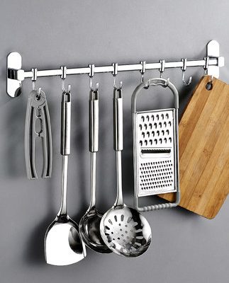 Móc thép không gỉ nhà bếp treo tường thanh treo tường đồ dùng nhà bếp và nhà vệ sinh đặt đồ dùng nhà bếp giá treo đồ phần cứng mặt dây chuyền