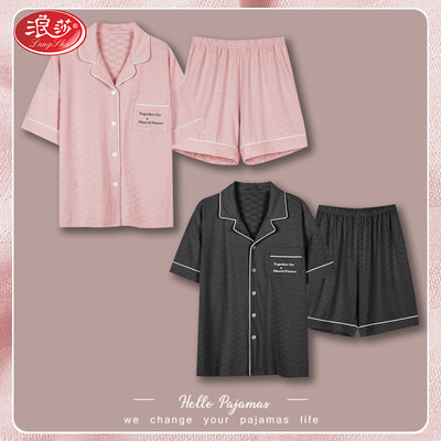 Langsha 2022 mới vài bộ đồ ngủ nữ cotton mùa hè ngắn tay phần mỏng đơn giản mặc nhà nam cao cấp