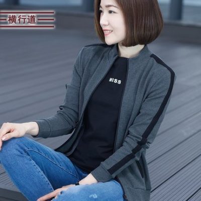 2022 mùa thu mới cổ áo nửa cao cộng với nhung dài tay áo khoác giản dị màu sắc dây kéo áo nịt trung niên quần áo hàng đầu cotton tinh khiết