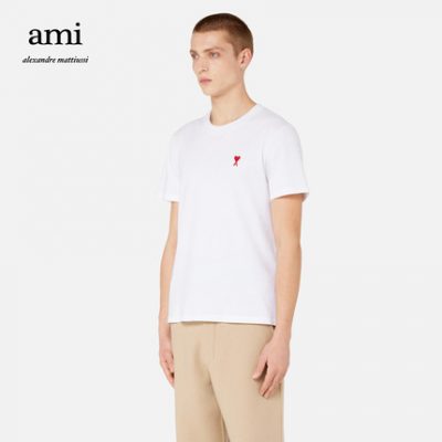 Ami Paris dành cho nam Ami de Coeur Áo phông ngắn tay thêu trái tim màu đỏ