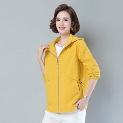 2020 mùa thu mới trung niên áo khoác dài tay mỏng dài rộng rãi phụ nữ mùa xuân và mùa thu mùa thu giản dị của mẹ áo khoác
