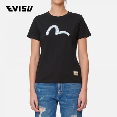 EVISU 21SS Ngày hội cầu nguyện câu cá cho phụ nữ Seagull In áo thun ngắn tay 2ESHTW1TS556XX