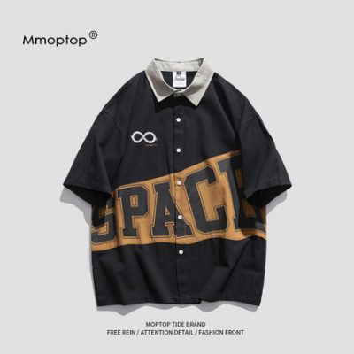 MMOPTOP quốc triều thương hiệu hip-hop áo sơ mi nửa tay áo thun nam mùa hè cặp đôi áo sơ mi ngắn tay áo thun giản dị hàng đầu
